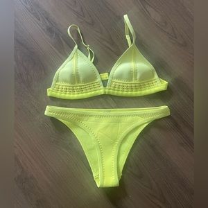 Bright yellow Triangl Swimwear bikini crochet stitch